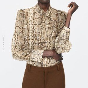 Zara Bow Tie Snake print blouse
